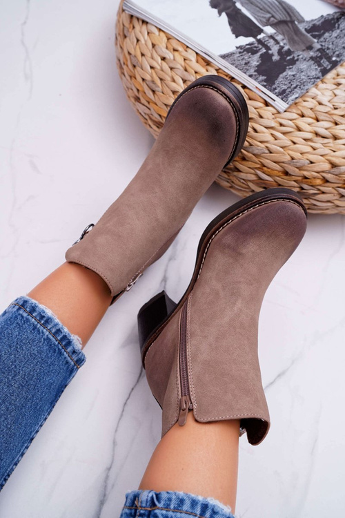 Dámské Kotníkové Boty Na Podpatku zateplené Béžové Delia