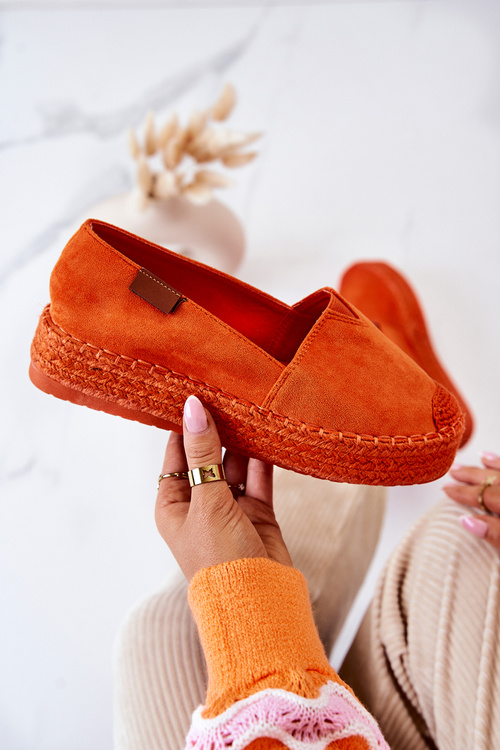 Nazouvací semišové espadrilky oranžove Lesley