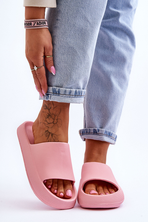 Módní lehké žabky na masivní podrážce růžové Rebel