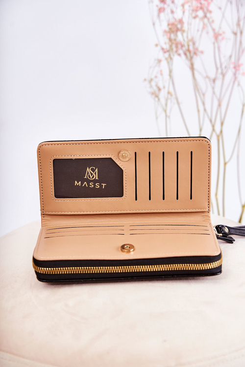 Dámska veľká peňaženka s dekoráciou čierna Fabio