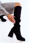Dámské semišové kozačky nad kolena černé Kessler