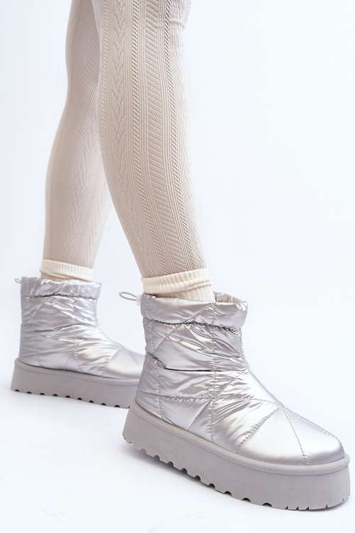 Dámske snehule na masívnej platforme strieborné Fionia