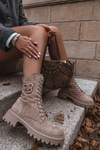 Dámské workery boty s ozdobným prvkem zateplené béžové Kalindra
