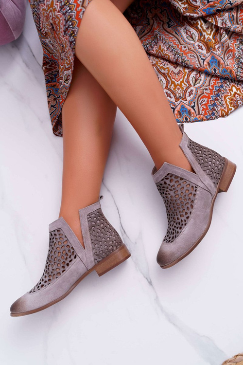 Dámske jarné topánky sivé kovbojské topánky 2366 remízy