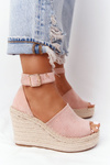 Sandále pre kliny s svetloružovým braidom