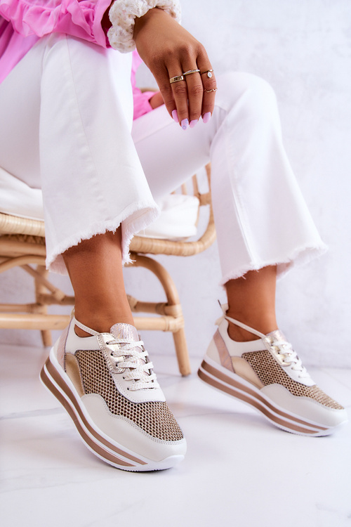 Dámske športové topánky tenisky biele a zlaté bourne