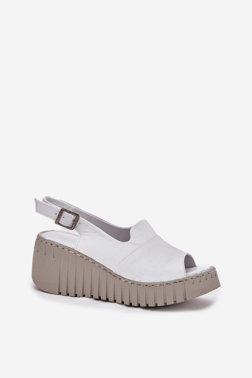 Dámské Sandály Z Přírodní Kůže Na Klínu Bílé Artiker 54C0786