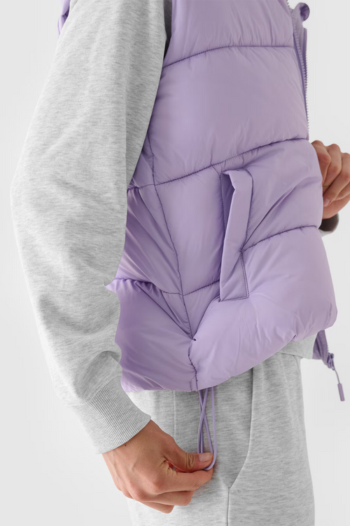 Dámský Péřový Bezrukávník S Kapucí Fialový 4F 4FWAW24TVJAF141-52S