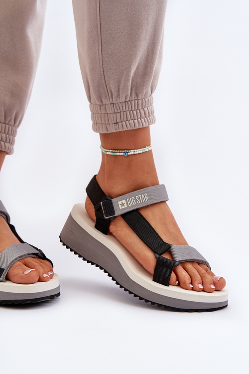 Dámské sandály na platformě a klíně Big Star NN274A054 šedé