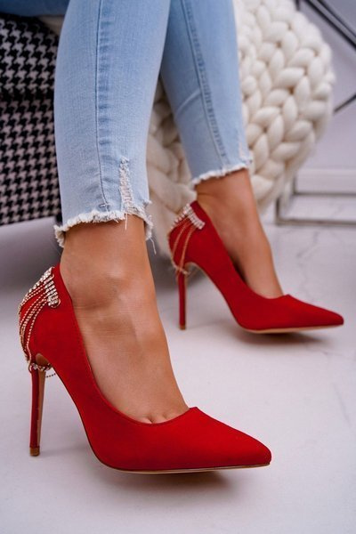 Ženské červené vysoké podpätky Pacardo Party Suede Party Party