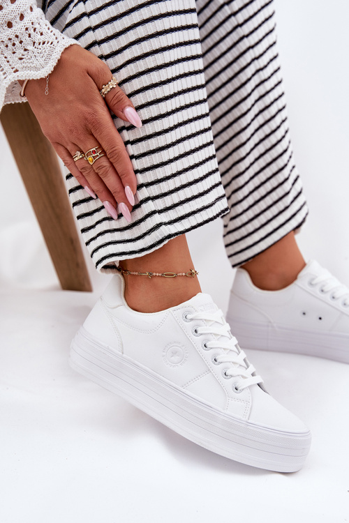 Eko kožené tenisky dámske na platforme Big Star RR274298 biele