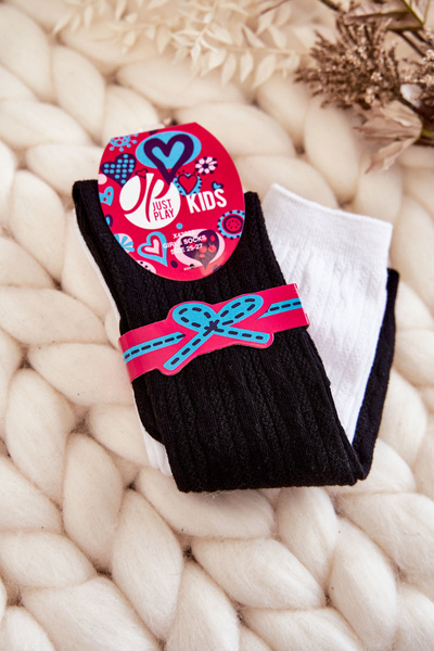 Mládežnické podkolenky 2-balení Černý a bílý