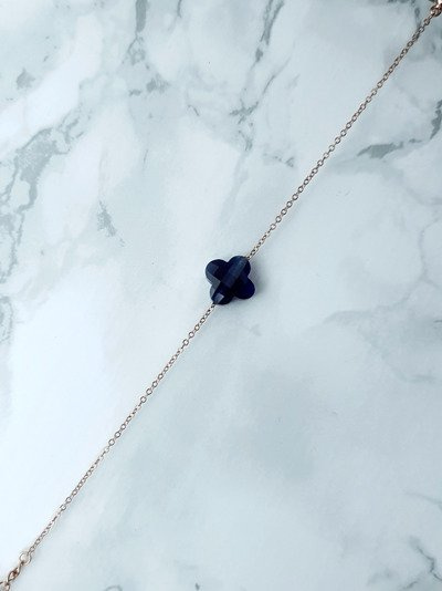 Dámský Náramek na řetězec tmavě modré Jetel zlato Memphis