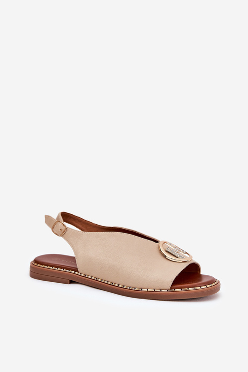 Ploché elegantní sandály s ozdobou béžové Iseliria