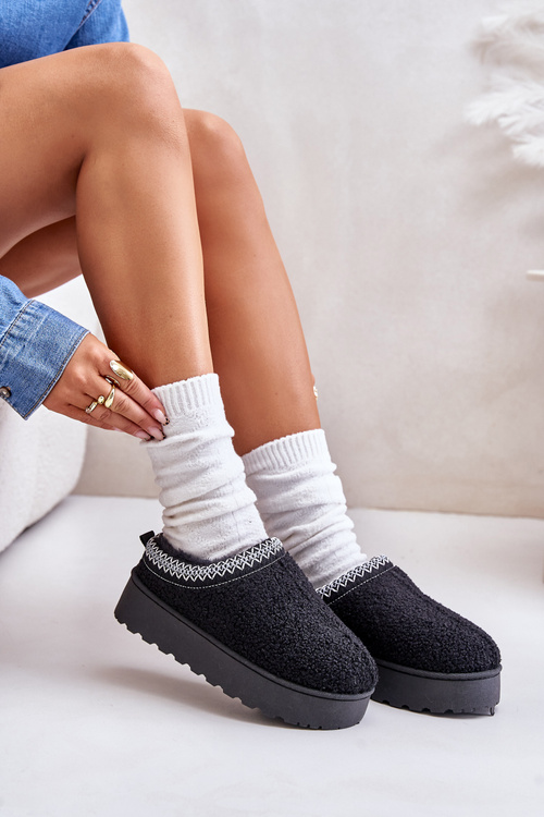 Dámske Snehule Na Platforme S Vyšívaním Čierne Tirissa