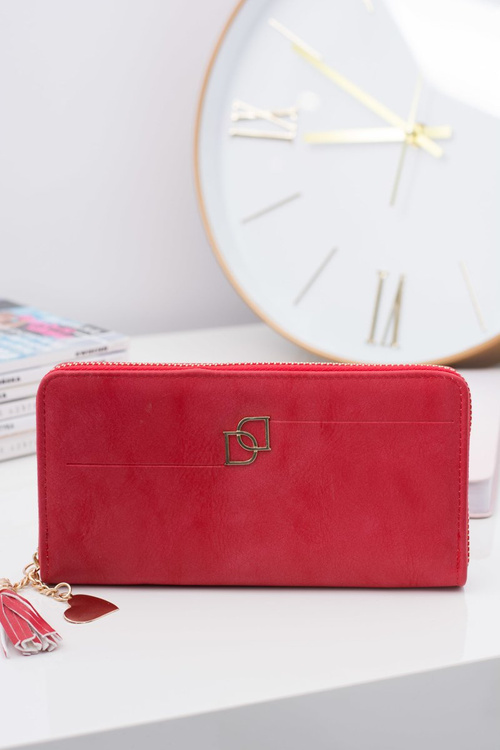 Women's Red Big Wallet with a Tassel Keychain