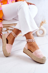 Espadrilles sandále s ružovými kamienkami Lillian