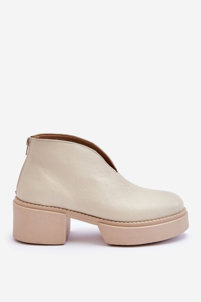 Kožené topánky na masívnej päte Nicole 2795/054 Svetelná béža