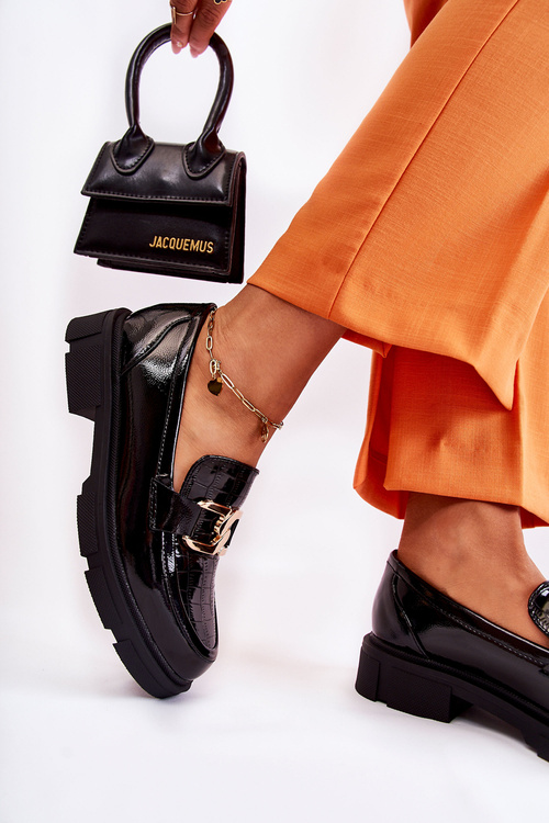 Módní kožené mokasíny Černá Loveliness