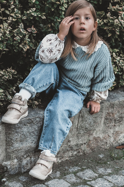 Detské izolované topánky na suchý zips Veľká hviezda KK374189 béžová zlatá