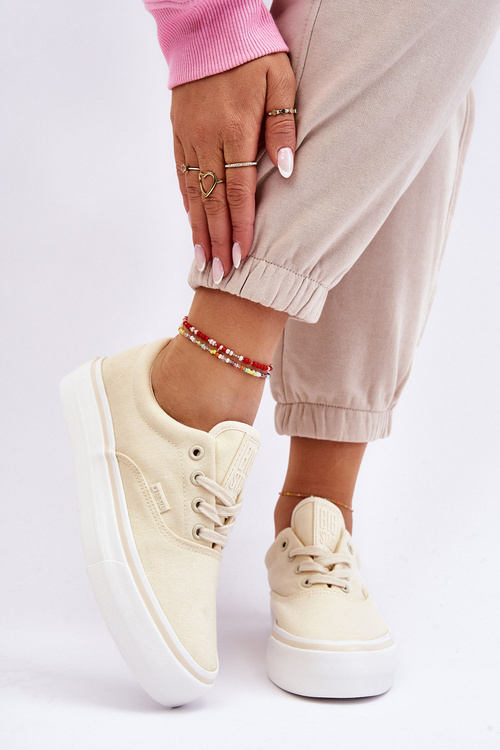 Materiálové tenisky na veľkej hviezde LL274144 Platforma svetlo žltá