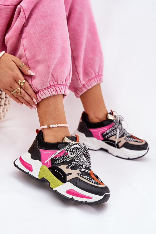 Tenisky Sportovní Boty Dámské S Dvojitým Šněrováním Černé Efobell