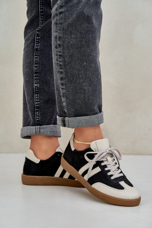 Zazoo N1068 Kožené Nízké Tenisky Dámské Černé