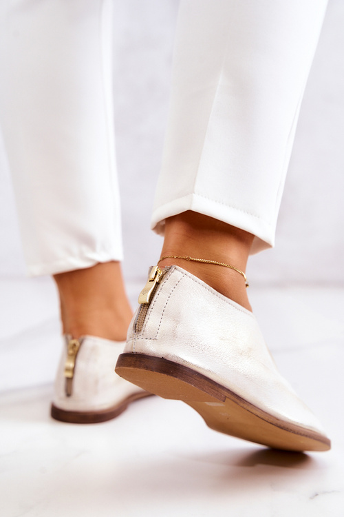Kožené boty se zipem Nicole 2718/004 White and Gold