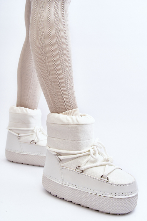 Dámské bílé zimní boty s vázáním Toolsa