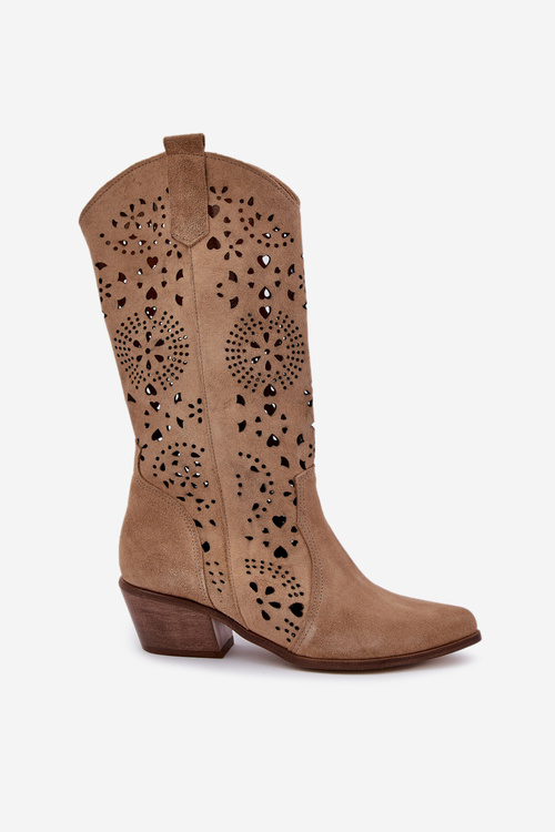 Zazoo 3396 Semišové Vyrezávané Polchrbtové Topánky Bežové