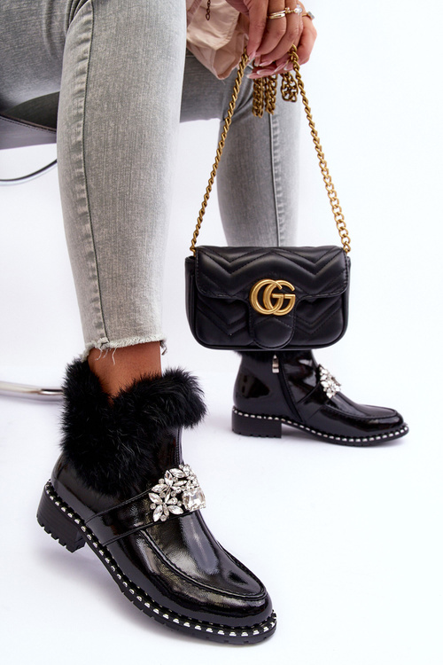 Boty Na Plochém Podpatku A Platformě Sztyblety Černé Linestta