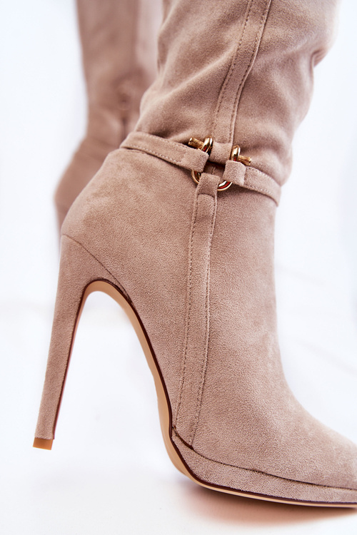 Klasické semišové vysoké podpätky Bege Linney