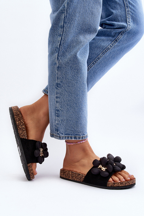 Čierne dámske sandále s ozdobami Bunlia