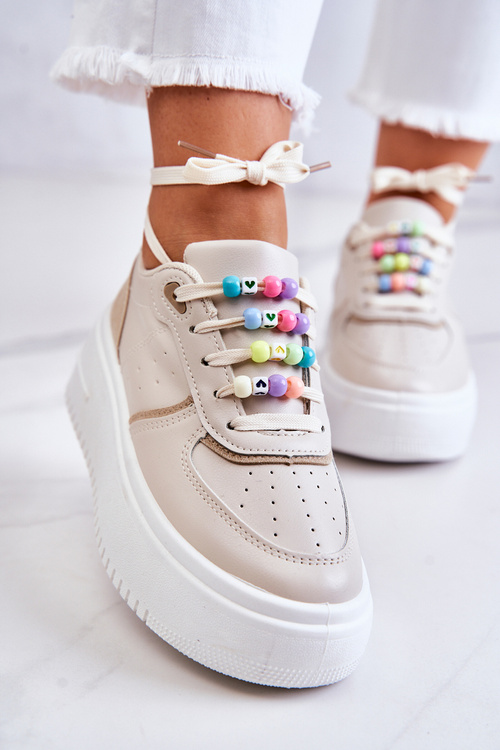 Dámske zviazané športové topánky béžové manila