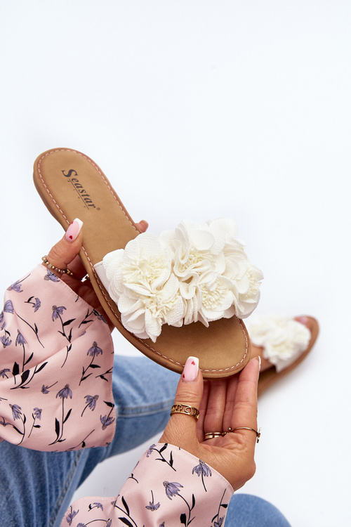 Dámske Biela Papuče S Kvietkami Eelfan