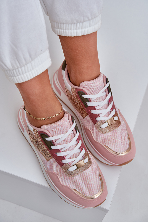 Lesklé Dámske Športové Topánky Ružové Leesema