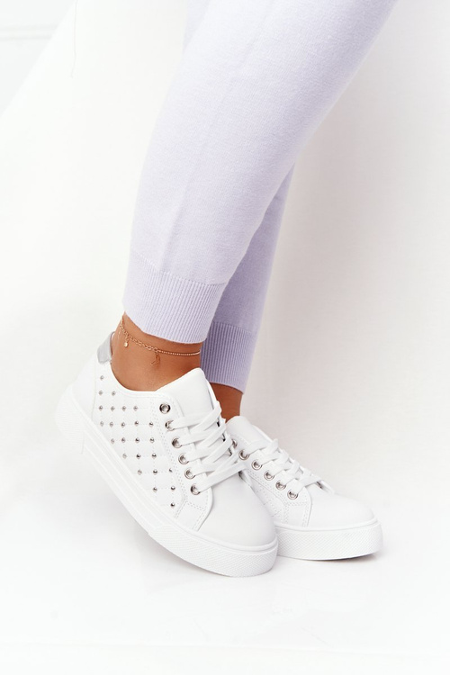 Dámske biele a strieborné tenisky