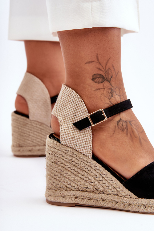 Semišové klinové sandále čierne selfoss