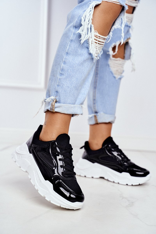 Dámske športové lakované topánky čierne Wenson