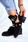 Lu boo čierne semišové topánky s rockovými dievčenskými výrezmi