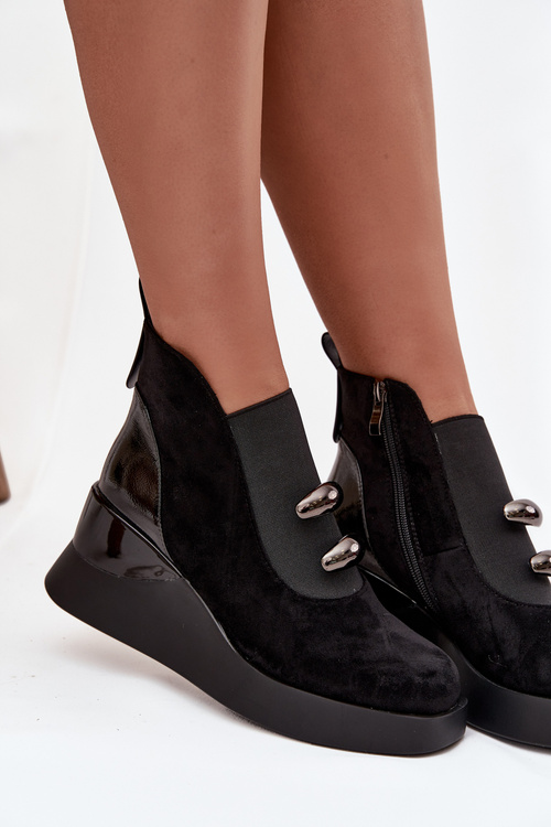 Dámské kotníčkové boty na platformě D&A MR52-106 Černé