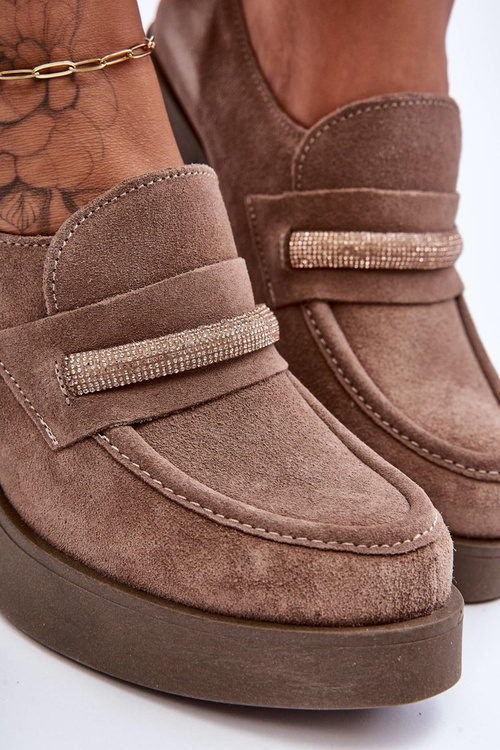 Ozdobné Polobotky Na Sloupku Z Vyšívaného Zamszu Bežové Gelanor