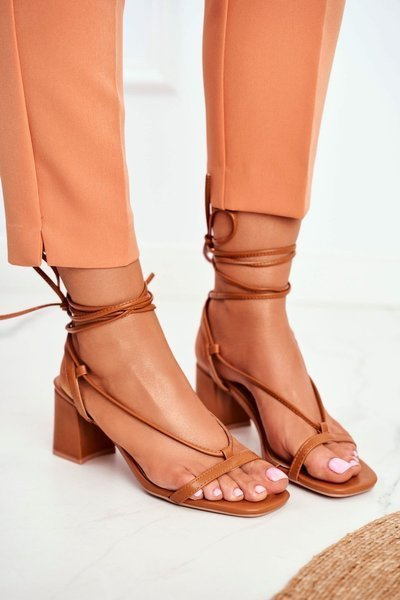 Dámské Sandály Na Podpatku Šněrované Camel Morning