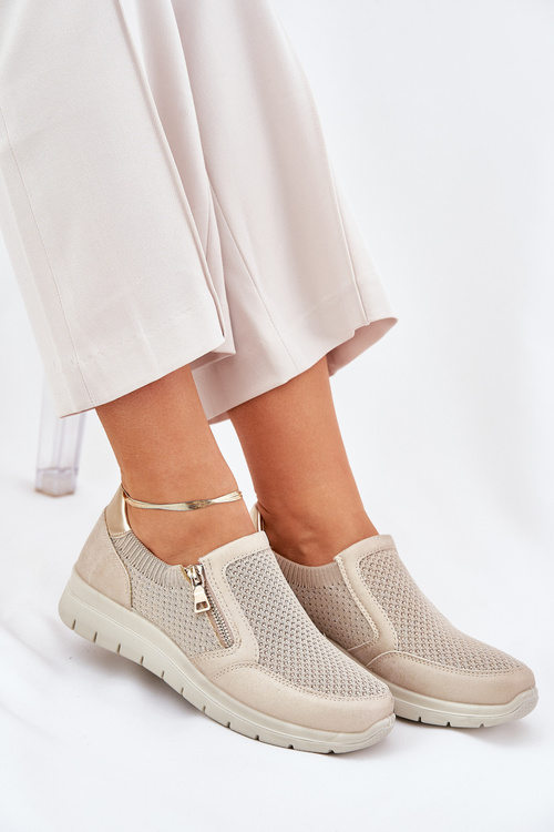 Dámske poltopánky na platforme so zipsom zlaté Leanae