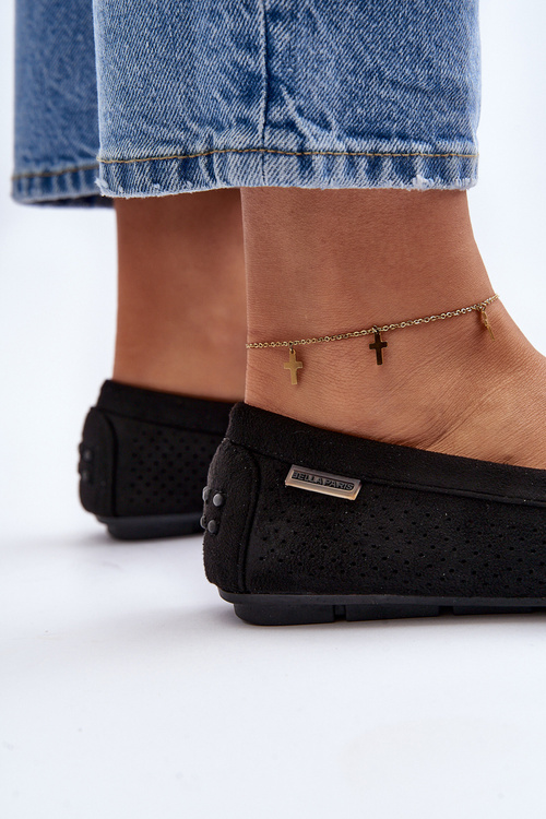 Dámske čierne čipkované mokasíny Rasirna