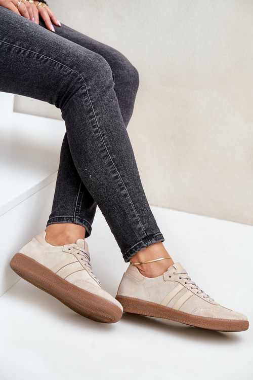 Nízke dámske semišové tenisky béžové Zazoo N1068