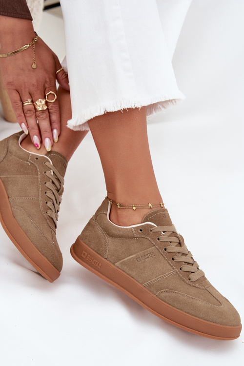 Dámské semišové sneakersy Big Star SS274675 HI-POLY SYSTEM Béžové