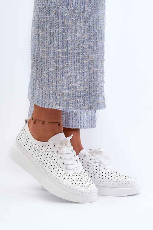 Bílé Kožené Tenisky Na Platformě S.Barski LR278