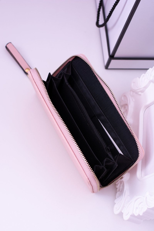 Veľké dámske rebrované ružové peňaženky Zlaté armatúry