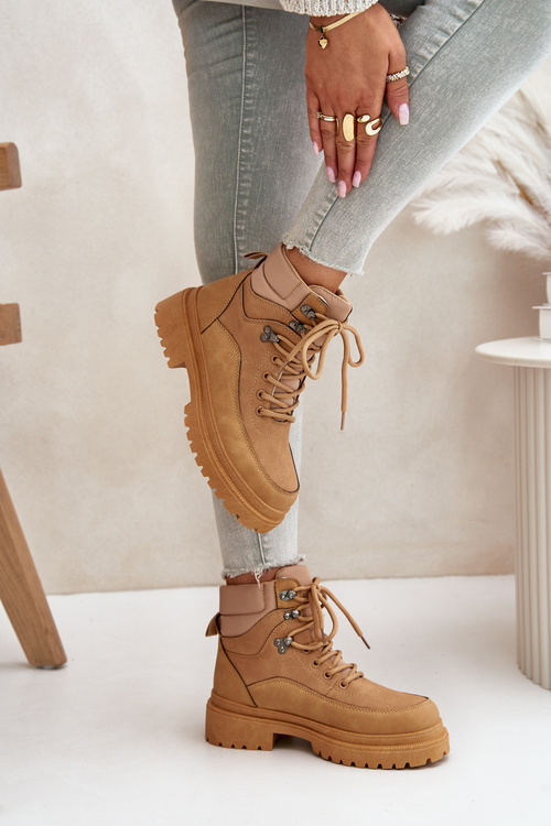 Dámske Šnurovacie Čižmy Camel Rabaria